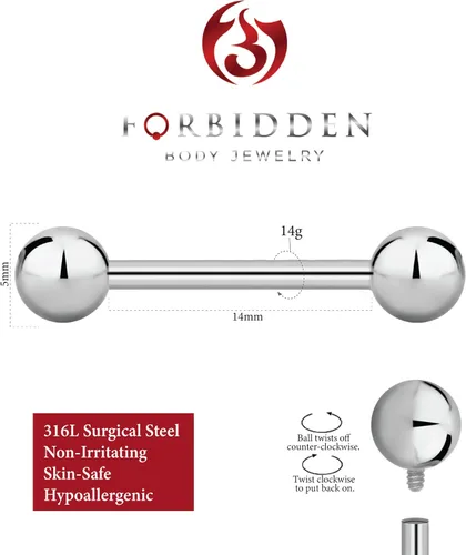 Vista 32 de Piercing para el cuerpo de titanio con rosca interna de 0.45 a 0.63 onzas (se vende individualmente)