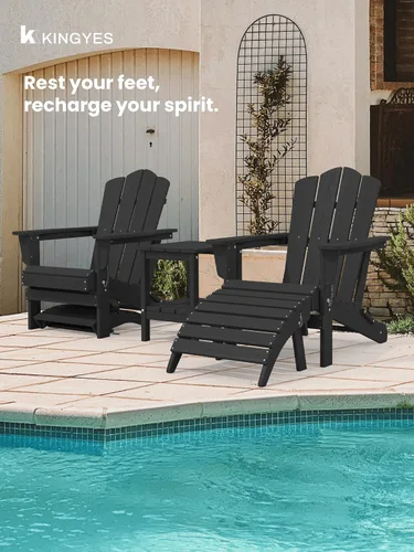Vista 7 de KINGYES Otomana Adirondack plegable para silla Adirondack, color negro