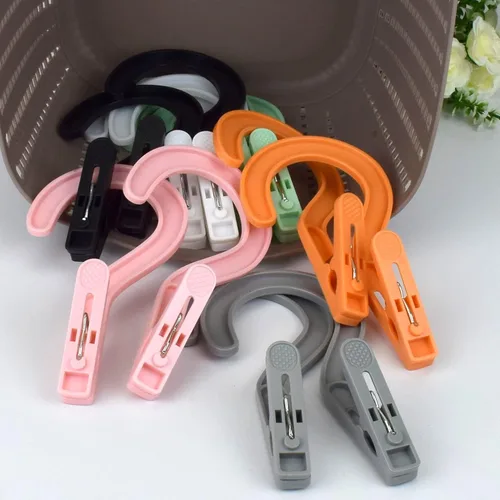 Vista 5 de Ganchos de lavandería para botas, ganchos de plástico para ropa, clips para baño, viajes, portátiles (multicolor, 12 unidades)