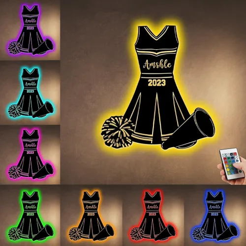 Vista 13 de Letrero de metal de jersey deportivo personalizado con luz LED, nombre y número personalizado, letrero de neón con nombre personalizado, decoración