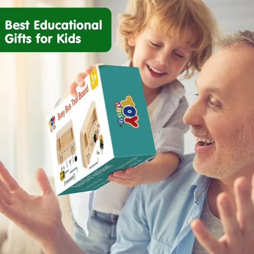 Vista 7 de TOY Life Juego de tablero de destornillador Montessori de madera para niños pequeños y niños de 3, 4, 5 años, juguetes sensoriales de autobús
