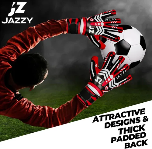 Vista 7 de Guantes de portero de fútbol profesional para adultos jóvenes, guantes de portero con protección extraíble para los dedos, transpirables, agarre
