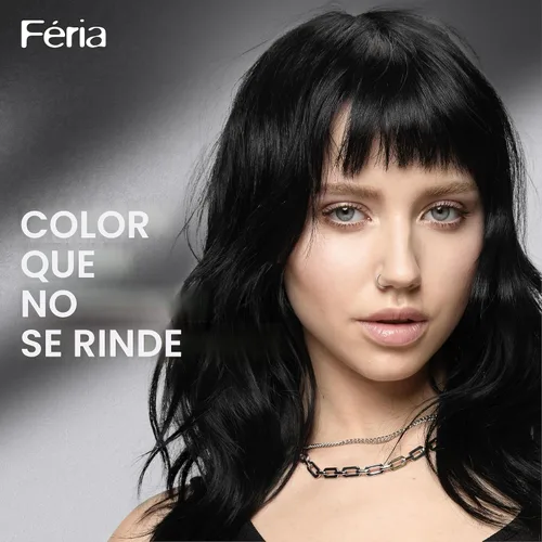 Vista 2 de L'Oreal Paris Feria - Tinte permanente brillante multifacético para el cabello, tinte de alta intensidad para reflejos 3X, 10 negro azabache