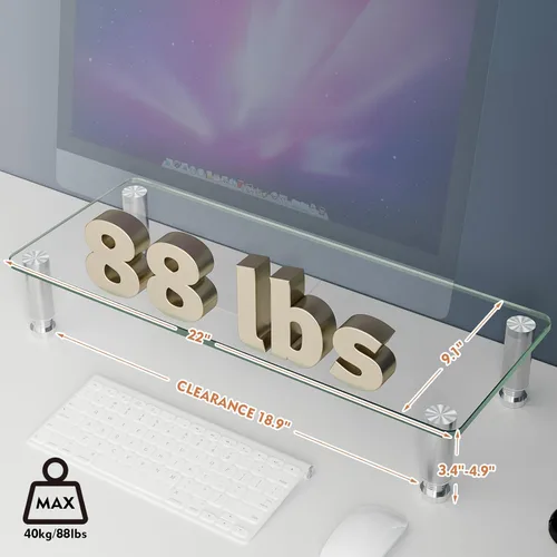 Vista 3 de Hemudu Elevador de monitor de computadora transparente con soporte de escritorio multimedia ajustable para pantalla plana LCD LED TV