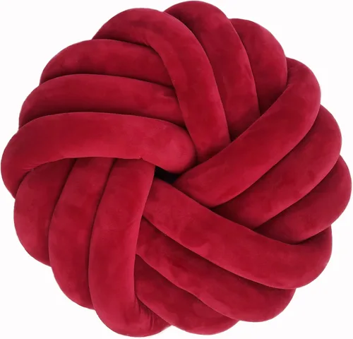 Vista 39 de Cyprinus Carpio Almohada creativa con nudo de bola de rosa, cojín de flor para sofá, almohada lumbar, decoración (rosa-C)