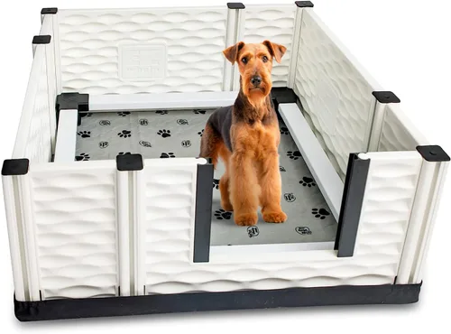 Vista 25 de EZwhelp EZclassic 28"x28"x18" Caja de parto acolchada pequeña para perros con rieles, suministros para parto de cachorros, almohadilla negra