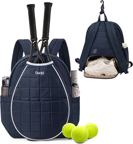 Vista 23 de Sucipi Bolsas de tenis para mujeres, Mochila bolsa acolchada para raqueta de tenis para raqueta de tenis, palas de pickleball, bádminton