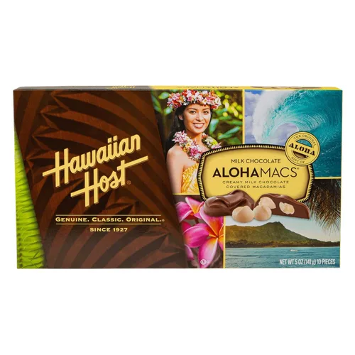 Vista 8 de Hawaiian Host Alohamacs Chocolate con Leche El Chocolate Original Cubierto de Nuez de Macadamia, Bolsa de 5 Cajas - 5 Onzas