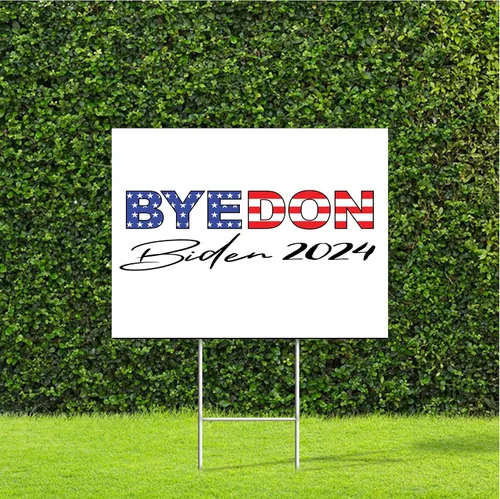 Vista 5 de Cartel de campaña electoral de Truth Hope Decency 2024 Biden/Kamala Harris con estaca de metal en H