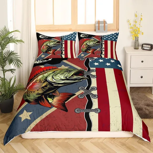 Vista 23 de American Flag Bedding Set Twin for Boys Teens Men Retro Army Green Camo Usa Flag Comforter Cover Military Camouflage Soldier Duvet Cover for Kids