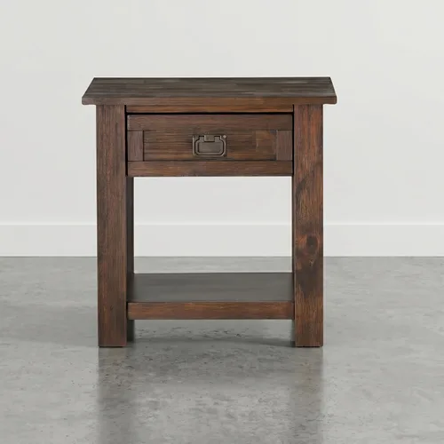 Vista 4 de SIMPLIHOME Monroe - Mesa auxiliar de madera de acacia maciza de 22 pulgadas de ancho en color marrón ceniza envejecido, mesa decorativa rústica