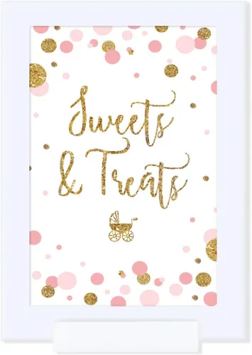 Vista 41 de Andaz Press Colección de fiesta de baby shower de niña con purpurina de oro rosa rubor, pancarta colgante con cuerda, Welcome Baby!, 5 pies, 1 juego