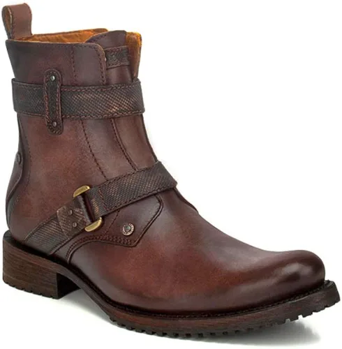 Vista 2 de Bota Hombre Cuadra en Piel Genuina con Cremallera Marrón
