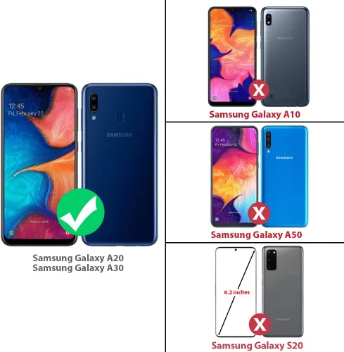 Vista 2 de TJS Funda compatible con Samsung Galaxy A20, Galaxy A30, con protector de pantalla de vidrio templado, anillo de metal, soporte magnético, soporte