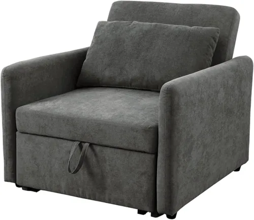Vista 5 de A Ainehome Sofás y sofás cama convertible con bolsillo de almacenamiento, sofá biplaza de franela con cama extraíble para sofá de espacio pequeño