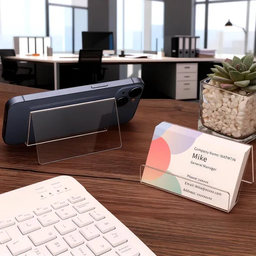 Vista 7 de 3 soportes acrílicos para tarjetas de visita para escritorio, soporte para tarjetas de presentación de escritorio, soporte transparente