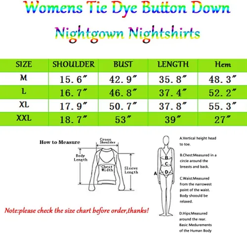 Vista 6 de ENJOYNIGHT Camisón de manga corta para mujer, teñido anudado, ropa de descanso, para lactancia, camisa de dormir
