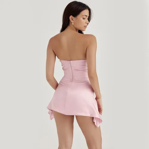 Vista 3 de Y2k - Vestido de satén para mujer, vestido sin tirantes para mujer, vestido de tubo de moda, vestidos sexy para mujer