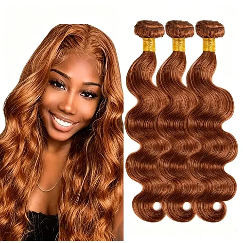 Vista 290 de P4613 Cabello humano rizado onda profunda marrón y paquetes mixtos 8 10 12 P4613 Ombre Marrón-Rubio-DP
