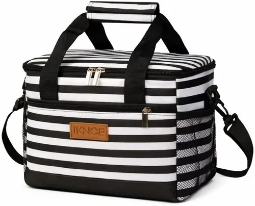 Vista 13 de iknoe Bolsa de almuerzo aislada, bolsa enfriadora plegable de 8.5 L para hombres y mujeres, diseño térmico a prueba de fugas, ideal para oficina