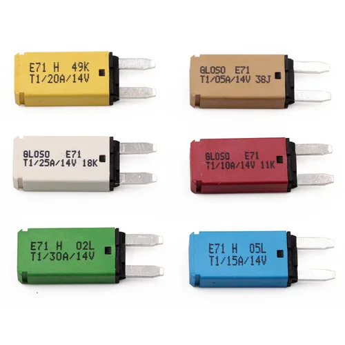 Vista 8 de E37 Auto (T1) Fusibles de disyuntor de reinicio automático de perfil bajo ATC/ATO - 12V DC 5A 10A 15A 20A 25A 30A (Paquete de 6 piezas mixtas) T1