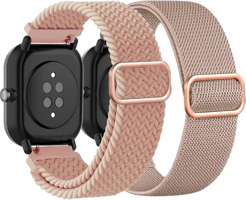 Vista 8 de Correas de reloj de nailon elásticas trenzadas compatibles con Amazfit Active2/GTS/GTS 2/GTS 2 mini/GTS 2e/GTS 3/GTS 4/GTS 4 mini, correas de tela