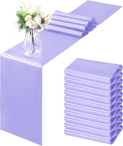 Vista 38 de Horbaunal - Juego de 12 caminos de mesa de satén azul claro de 12 x 108 pulgadas, caminos de mesa suaves para bodas, banquetes, fiestas de cumpleaños
