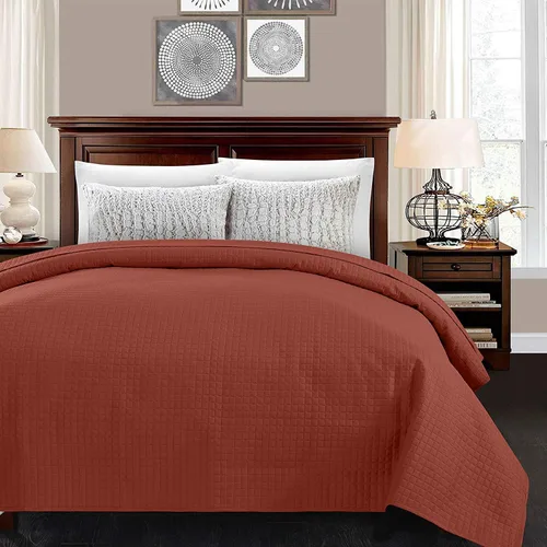 Vista 8 de Alpha Home - Colcha de cama ligera y acolchada, diseño de cuadros., Microfibra, Negro, Full/ Queen