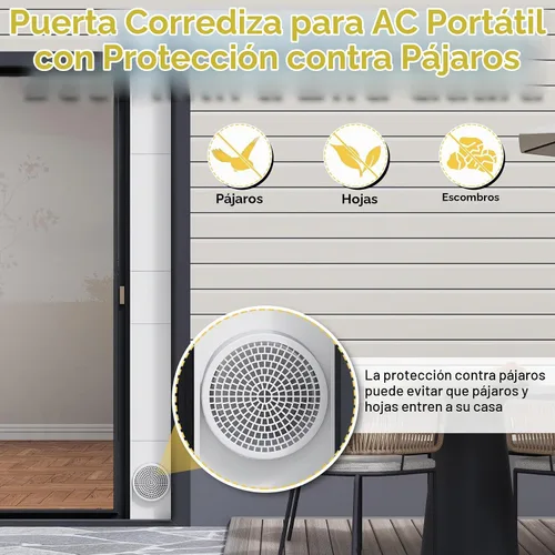 Vista 7 de Kit de aire acondicionado portátil para puerta corrediza, paquete de 6 rejillas de ventilación de puerta de CA, longitud máxima ajustable, kit