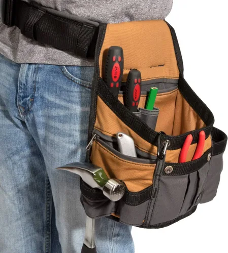 Vista 5 de Dickies Cinturón de herramientas acolchado de 8 bolsillos/Bolsa utilitaria, Cinturón ajustable de 3 pulgadas, Construcción de lona duradera
