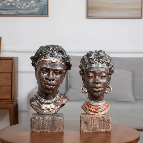 Vista 4 de Leekung Estatuas de hombres africanos & Paquete de estatuas de mujeres africanas