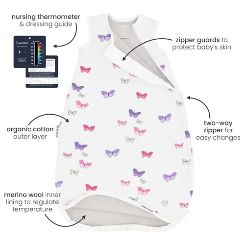 Vista 6 de Woolino – Saco de dormir para bebé – 4 temporada Basic lana merino – Saco de dormir o saco, 0 – 3 Años, 0-6 meses, Gris