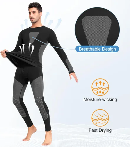 Vista 4 de SIMIYA Conjunto de ropa interior térmica para hombre, ropa interior larga para hombre, ropa interior larga para hombre, parte inferior superior