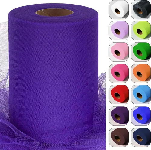 Vista 54 de Rollos de tela de tul verde ácido de 6 pulgadas por 100 yardas (300 pies) Cinta de tul para tutú, falda, envoltorio de regalo, decoración de boda