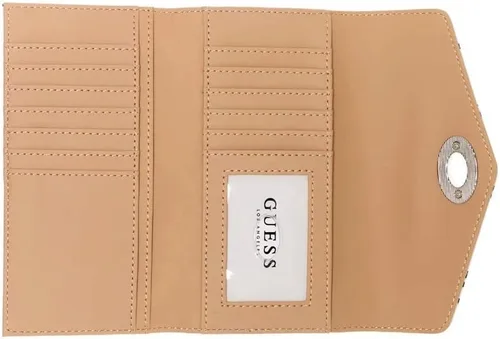Vista 3 de GUESS Willie Logo Turn-Lock - Cartera delgada de triple pliegue para mujer color mocamarrón Marrón Cartera delgada