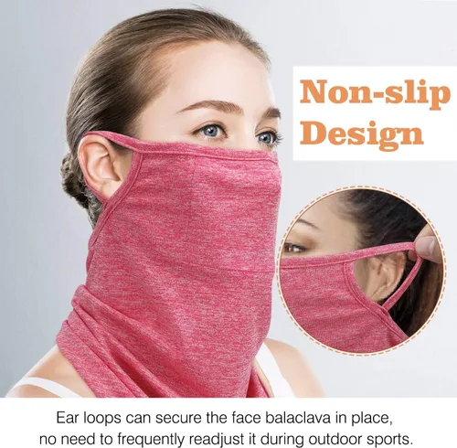 Vista 4 de MoKo Scarf Mask Bandana with Ear Loops 3 Pack, Neck Gaiter Balaclava with Filter Pocket UV Protection Mask