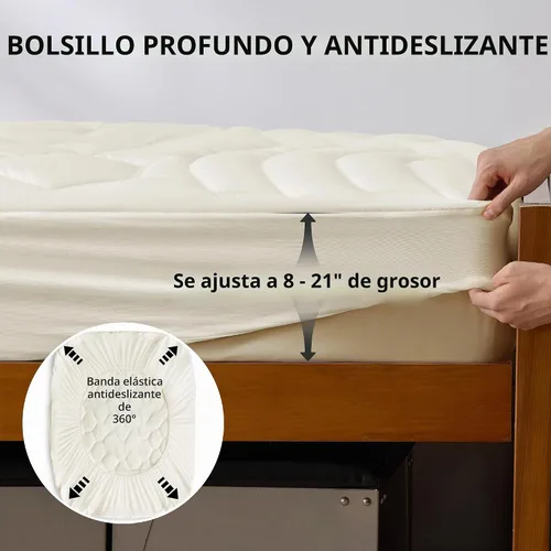 Vista 6 de Bedsure Protector de colchón beige individual XL – Cubrecolchón suave para dormitorio universitario, protector de cama individual extra largo