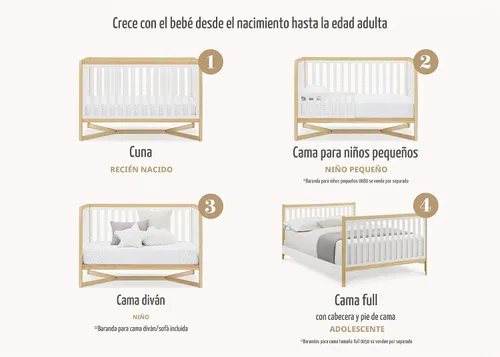 Vista 7 de Delta Children Tribeca - Cuna convertible 4 en 1, color blanco bianca/natural