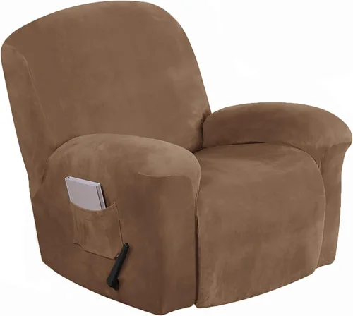 Vista 16 de Aedlcal Fundas para sofá reclinable, 10 piezas, fundas de sofá reclinable de felpa de terciopelo con consola central, con bolsillo lateral
