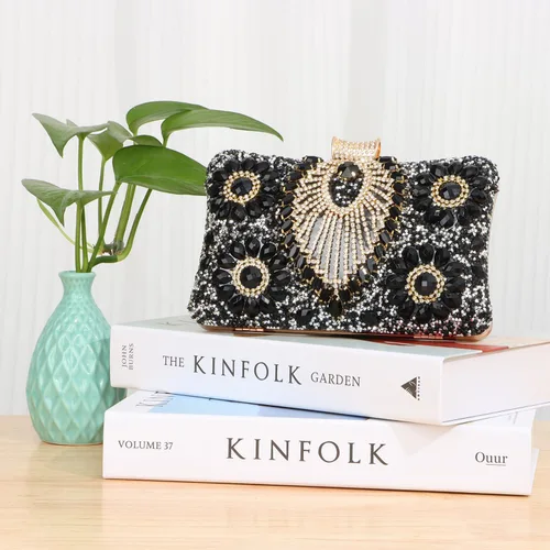 Vista 7 de LUI SUI Bolsos de mano brillantes para mujer, bolsos formales de cristal, bolsos de noche, bodas, fiestas, bolsa de mano con diamantes de imitación