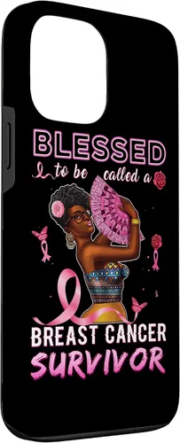 Vista 3 de iPhone 13 Pro Max Camisas afroamericanas contra el cáncer de mama para mujeres Blessed Survivor Case