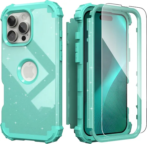 Vista 13 de IDweel Funda para iPhone 16 Pro Max con Protector de Pantalla, 3 en 1 Resistente a Golpes Ajuste Delgado Híbrida de Servicio Pesado Cubierta Dura