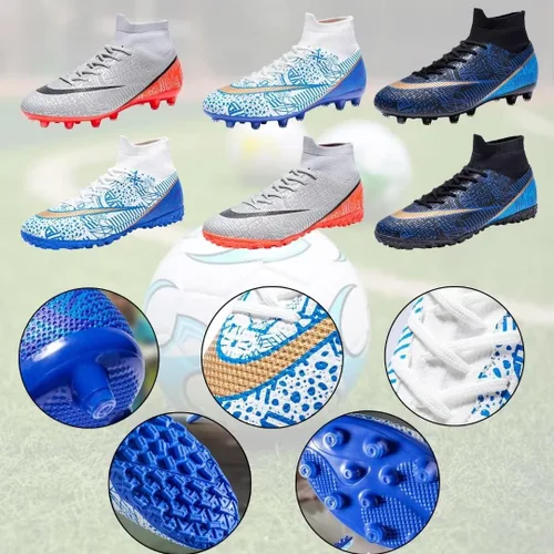 Vista 4 de Tacos de fútbol baratos para niñoshombresmujeres de alta calidad FGTF de entrenamiento profesional botas de fútbol zapatillas de césped