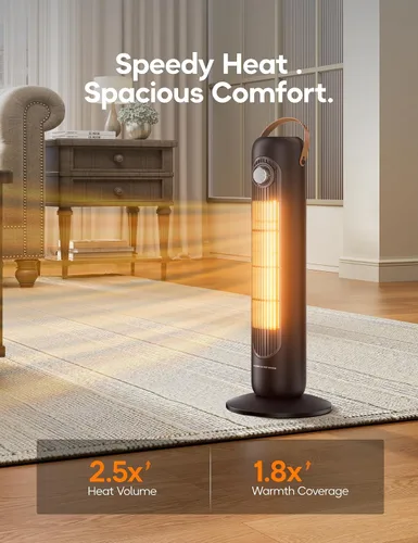 Vista 2 de Calentadores de exterior para patio, calefacción 1S de 350 pies cuadrados, calentador eléctrico de cerámica PTC de 1500 W, protección contra