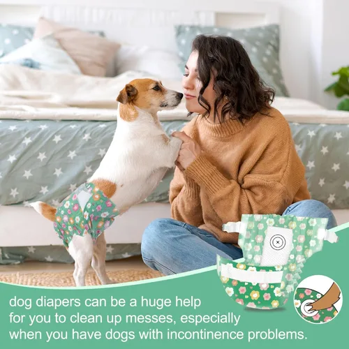 Vista 5 de Pet Soft Pañales para perras hembra, pañales desechables para perras, pañales para gatos y cachorros con agujero de cola de espuma ajustable