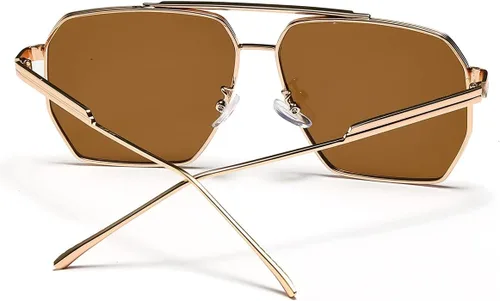 Vista 7 de Palarado Gafas de sol cuadradas de aviador de gran tamaño vintage retro de los años 70 para mujeres y hombres, tonos frescos de metal