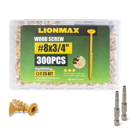 Vista 34 de LIONMAX Tornillos de cubierta de 1-1/4 pulgadas, tornillos para madera #8 x 1-1/4 pulgadas, 100 unidades, resistentes a la corrosión, revestimiento