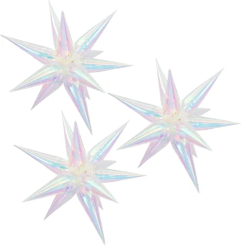 Vista 17 de 3 globos de aluminio con forma de estrella de explosión 3D de 26 pulgadas, globos de aluminio negro con forma de cono de estrella para cumpleaños