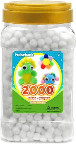 Vista 53 de Praisebank Pompones Negros - 2000 piezas, 1cm, Ideales para Artes y Manualidades, Bolas de Pompón en Frasco