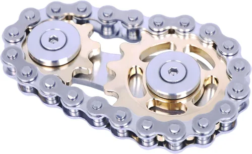Vista 12 de Fidget Spinner, eslabón de cadena de bicicleta Spinner diseño 2 engranajes Figity Spin Finger Games, mecánica duradera de acero inoxidable
